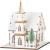 Decoratiune de Craciun biserica din lemn cu 6 LED alb cald, 18,5 cm
