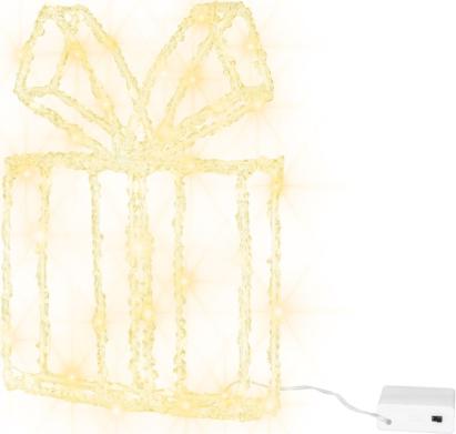 Decorațiune luminoasă de Crăciun tip cadou, 80 LED alb cald, acril