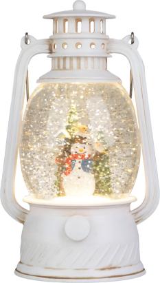 Felinar decorativ de Craciun cu LED alb cald, om de zapada, 20,5 cm