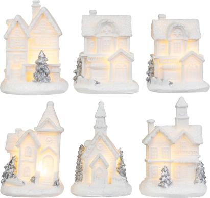 Decorațiune de Crăciun LED MagicHome, căsuță albă cu lumină caldă, 8 cm