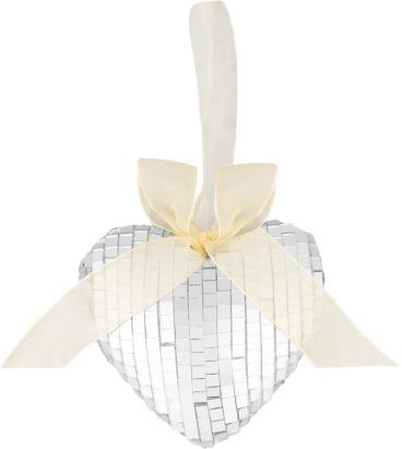 Decoratiune de Craciun in forma de inima argintie MagicHome, 9x9x2,5 cm