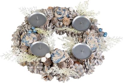 Coroniță de Advent MagicHome Vianoce albastru-alb, 30 cm