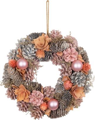 Coroniță decorativă de Crăciun MagicHome, suspendabilă, roz-portocaliu, 30 cm