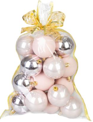 Globuri roz pentru brad MagicHome, set 20 bucati, mix, 6 cm