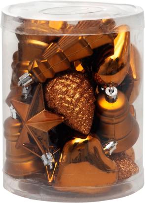 Set 20 decoratiuni pentru brad MagicHome, cupru auriu, modele mixte