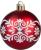 Set 12 globuri de Crăciun roșii cu ornament alb, 6 cm, pentru brad