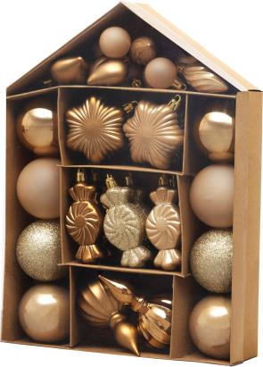 Set globuri de Craciun pentru brad, 32 piese, bronz, MagicHome