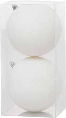 Globuri albe pentru brad MagicHome, set 2 bucati, 12 cm