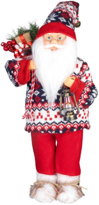 Figurină decorativă Moș Crăciun cu pulover de iarnă, 60 cm
