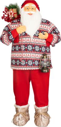 Figurina decorativa Mos Craciun cu pulover, 120 cm, MagicHome