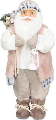 Decorațiune de Crăciun Moș Crăciun cu cadou, roz-maro, 46 cm