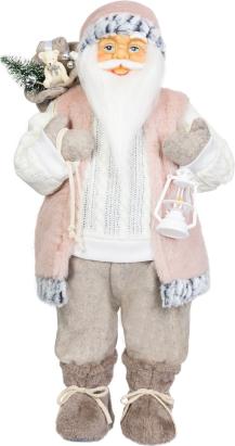 Decorațiune de Crăciun Moș Crăciun cu cadou, roz-maro, 60 cm