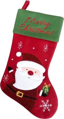 Cizma decorativa de Craciun cu model Santa, 25 x 41 cm