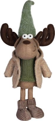 Decorațiune ren de Crăciun MagicHome, textilă, 53 cm, verde-maro