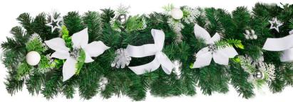 Dekorácia MagicHome Vianoce, girlanda, bielo-strieborná 200 cm