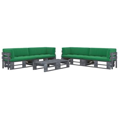 Set mobilier din paleți cu perne, 6 piese, gri, lemn pin tratat GartenMobel Dekor