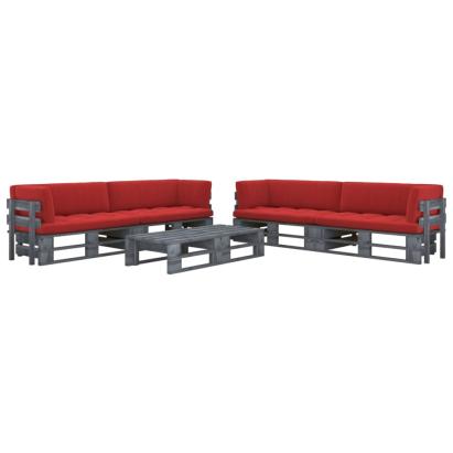 Set mobilier din paleți cu perne, 6 piese, gri, lemn pin tratat GartenMobel Dekor