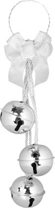 Decoratiune de Craciun cu clopotei pentru usa, argintie, 14x14x46 cm