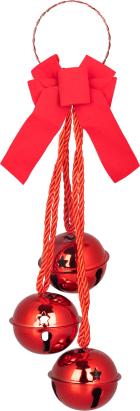 Decoratiune de usa cu clopotei rosii de Craciun, 14x14x46 cm