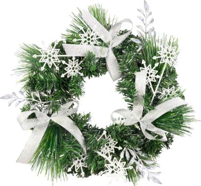 Coronita decorativa de Craciun naturala cu fundite, 35 cm