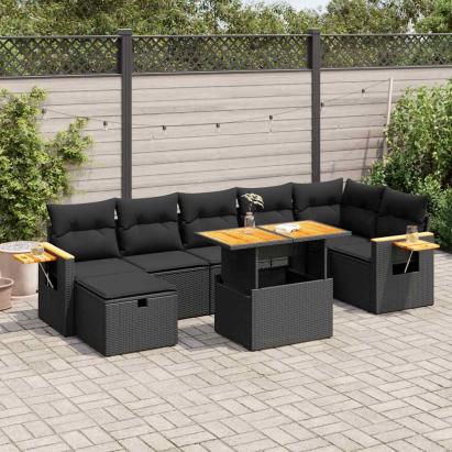 Set mobilier de grădină cu perne, 5 piese, negru, poliratan GartenMobel Dekor