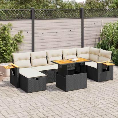 Set mobilier de grădină cu perne, 5 piese, negru, poliratan GartenMobel Dekor