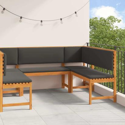 Set de Bănci pentru Grădină 5 pcs Maro Lemn Solid de Acacia GartenMobel Dekor