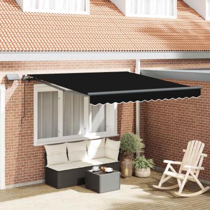 Cortina Retractabilă Manual Negru 300 x 250 cm țesătură GartenMobel Dekor