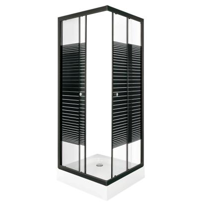 Cabină de duș Kerra Pico Black Stripe 70x70 cm cu cădiță inclusă