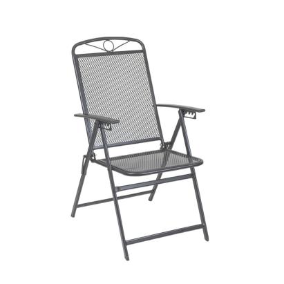 Scaun de grădină pliabil Leziter Alba, metal mesh, antracit