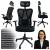 Scaun de birou ergonomic reglabil cu suport lombar, tetieră și mesh, negru