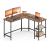Birou de colt in forma de L VASAGLE cu 2 rafturi, maro rustic, 130x130x76 cm