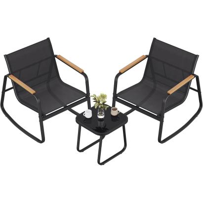 Set mobilier de gradina SONGMICS cu 2 scaune balansoar si masa, negru
