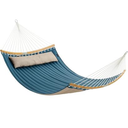Hamac dublu SONGMICS cu bare curbate din bambus si perna, 225 kg