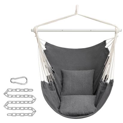 Fotoliu suspendat tip hamac SONGMICS cu 2 perne, 150x128 cm, gri inchis