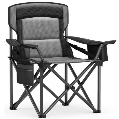 Scaun camping pliabil premium Songmics, spatar inalt, 205 kg, negru