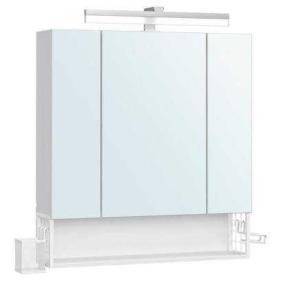 Dulap de baie suspendat VASAGLE cu oglindă LED, prize și USB, alb