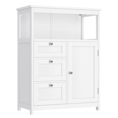 Dulap de baie VASAGLE alb cu 3 sertare si raft reglabil, 60x30x80 cm