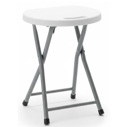 Taburet pliabil pentru camping si gradina, metal si PVC, 32x44 cm, alb
