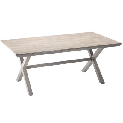 Masa de gradina bej cu cadru din aluminiu si blat polywood 180x100x75 cm