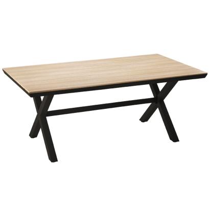 Masa de gradina maro cu cadru din aluminiu si blat polywood 180x100x75 cm