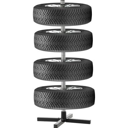 Suport depozitare anvelope 4 roti din metal, 100 kg, negru, 45x45x105 cm