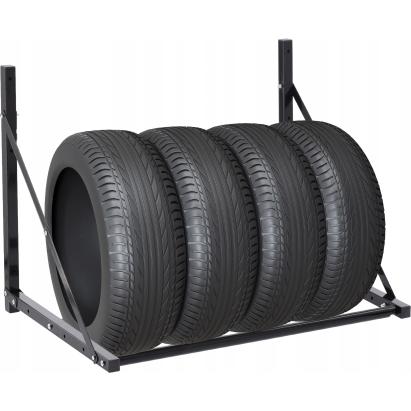 Suport suspendat pentru anvelope reglabil, din otel, montaj pe perete, negru