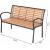 Banca de gradina maro cu cadru metalic si PVC imitatie lemn, 125 cm