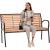 Banca de gradina maro cu cadru metalic si PVC imitatie lemn, 125 cm