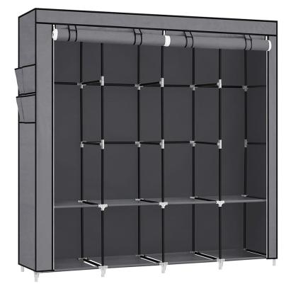 Dulap textil portabil SONGMICS cu rafturi si 4 bare haine, gri, 170x45x167 cm