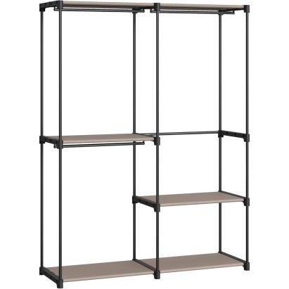 Dulap de haine portabil SONGMICS cu 3 bare si rafturi, 138x43x182 cm, taupe