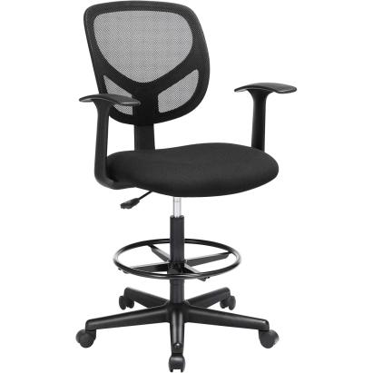 Scaun de birou înalt ergonomic SONGMICS, rotativ, negru, 55-75 cm