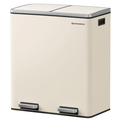 Coș de gunoi dublu SONGMICS pentru reciclare, 2x30L, crem