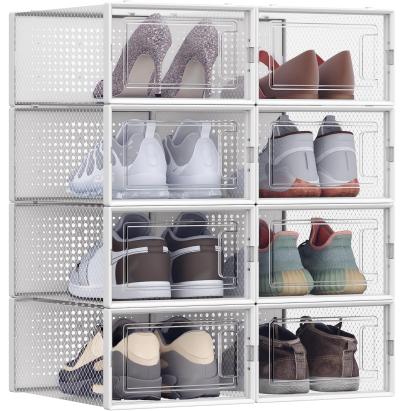 Organizator pantofi SONGMICS, 8 cutii stivuibile cu ușă transparentă, alb